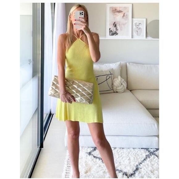 New NWT Zara Yellow Ribbed Skater Sundress Size Medium - Picture 1 of 13